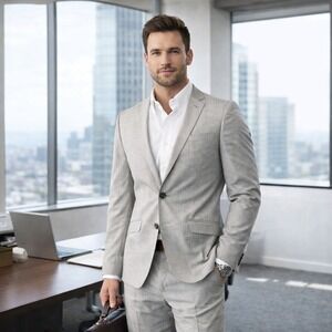 Men's Zara Grey Pinstripe Modern Suit | Size 36 Jacket 30x29 Pants |